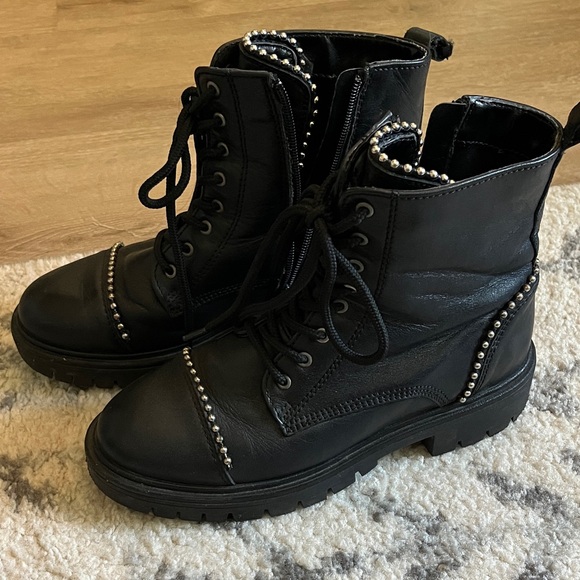 Aldo Black Studded Combat Boots - Picture 4 of 7